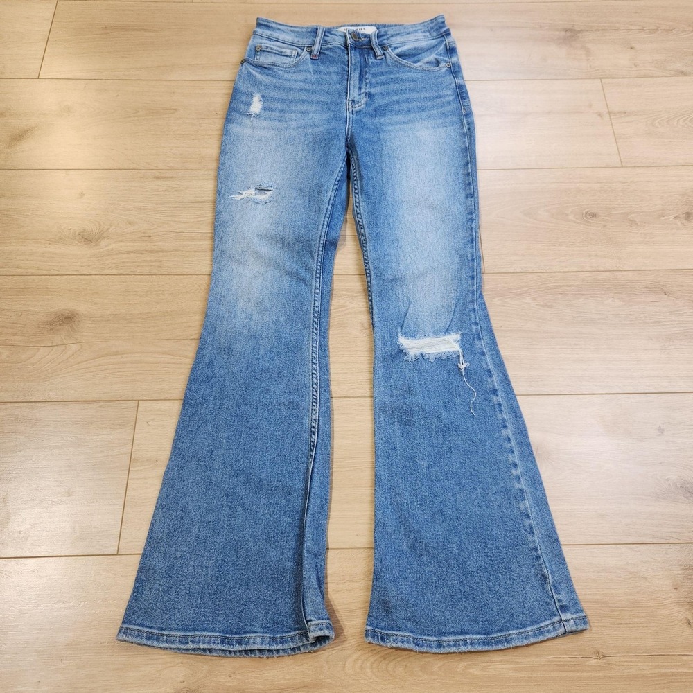 Idyllwind Outlaw Jeans Womens 4W X 30L Medium Wash Blue Flare Distressed Denim